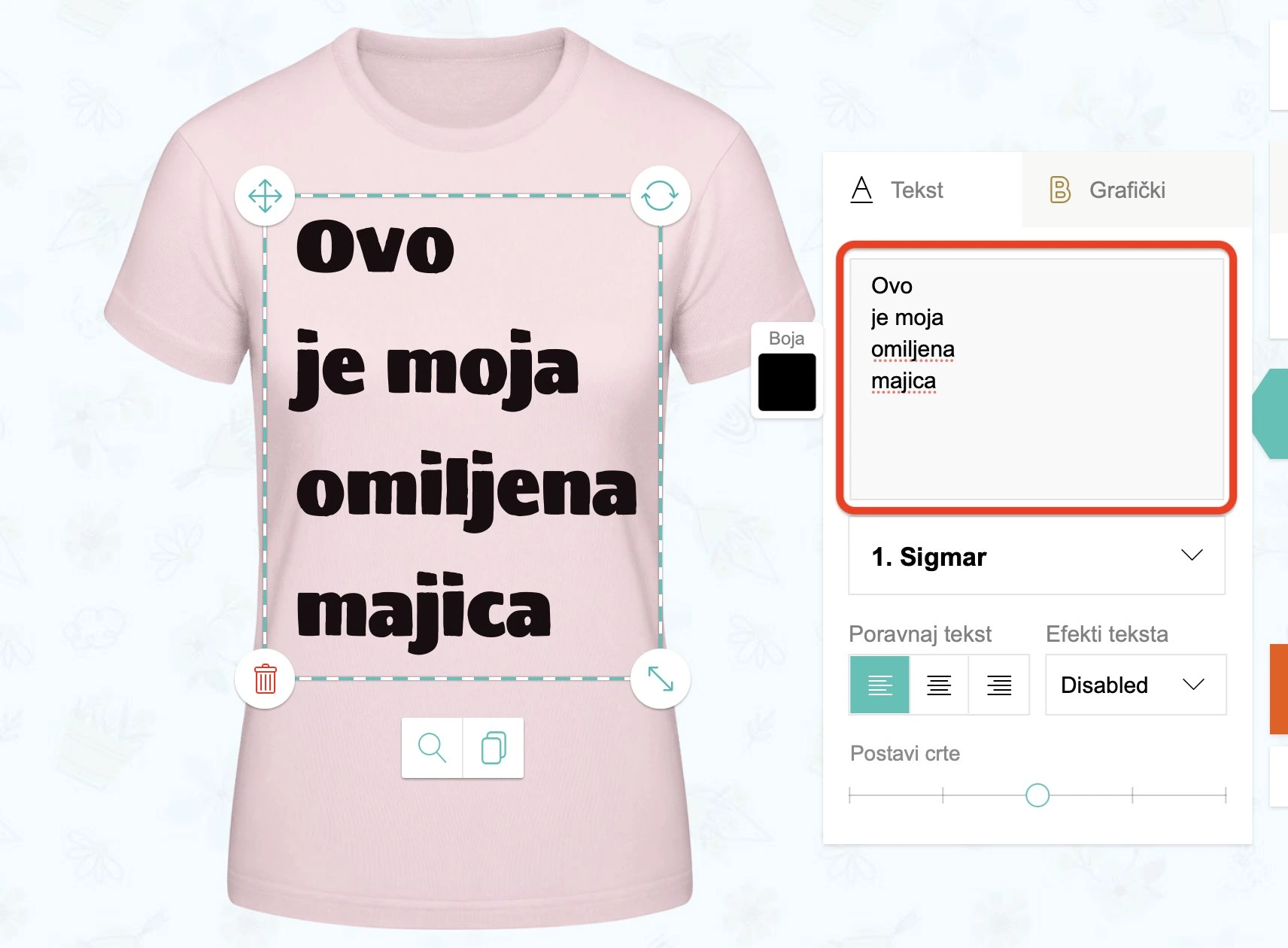 Natpis - Ovo je moja omiljena majica