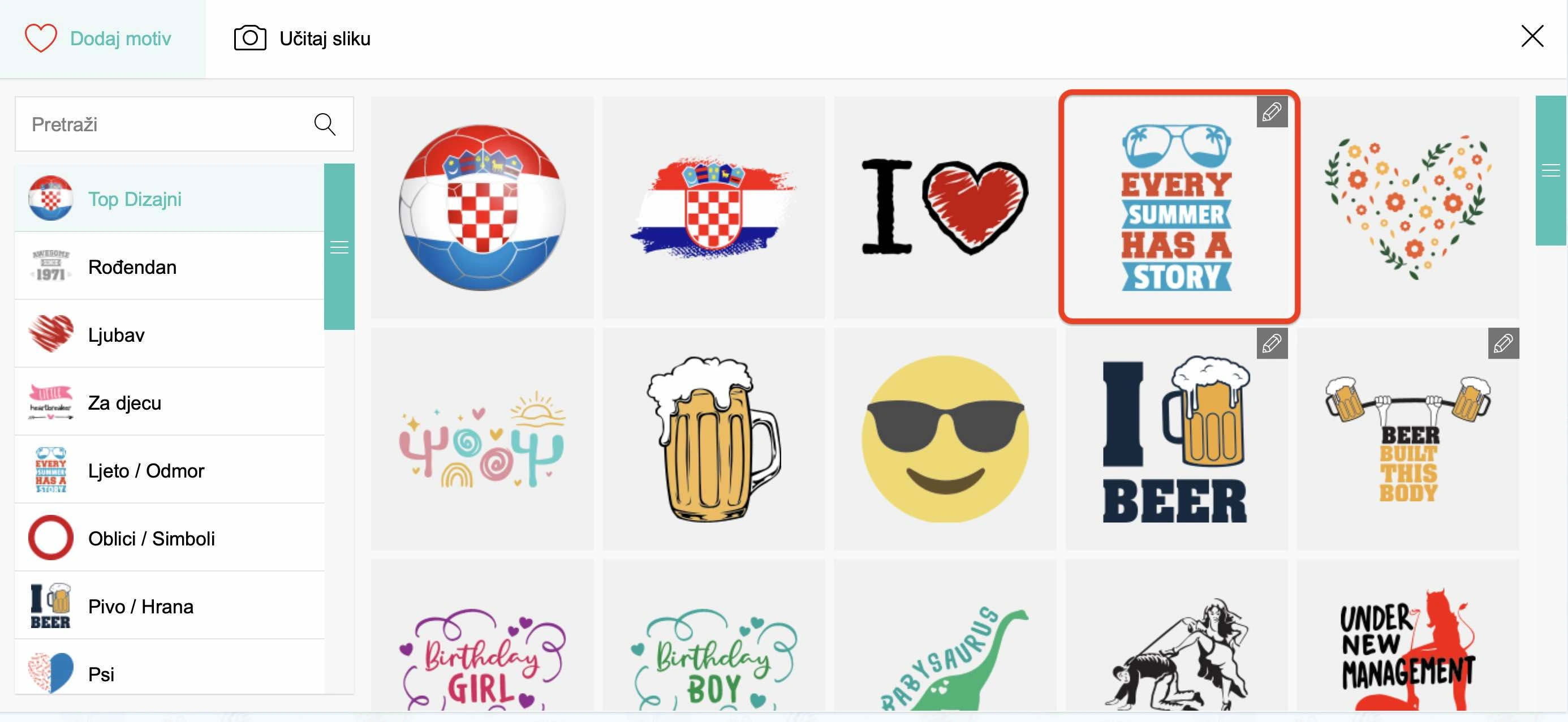 Kako dodati i urediti motiv ili dizajn na majici?