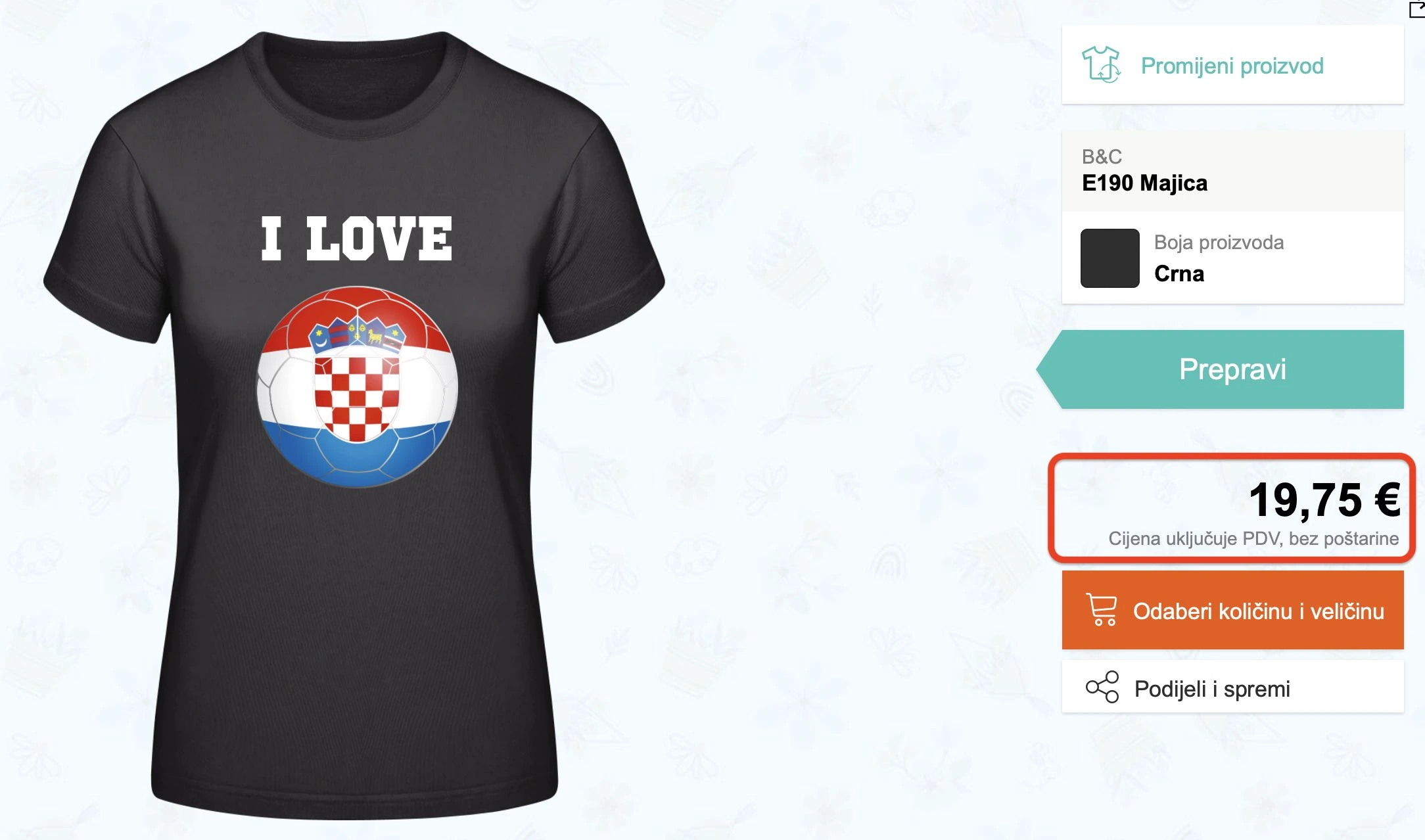 Gdje mogu pronaći trenutnu cijenu majice?